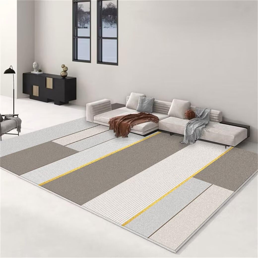 Tapis de salon géométrique gris 140x200cm doux déco chambre et salon moderne
