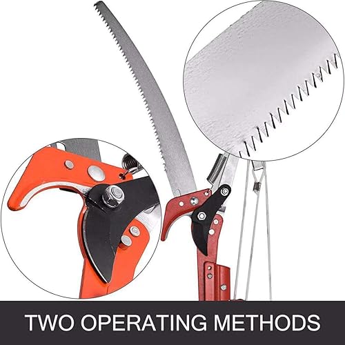 Miniatura 4 de Sierras de poste de árbol de 26 pies, podadora de poste de árbol, cortadora de cizalla, podadora de ramas de coco, sierras manuales de poste (rojo)