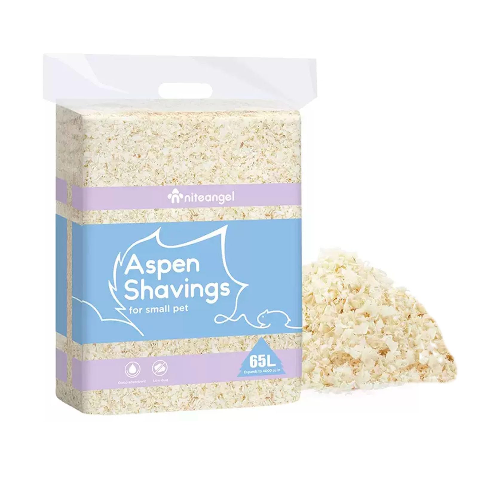 Photo 1 of Niteangel Aspen Shaving Hamster Beddings for Syrian Dwarf Hamster Gerbil Mice Degu Rat Rabbit Bunny Guinea Pig Chinchilla Hedgehog or Other Small Pets (65L - 4mm)