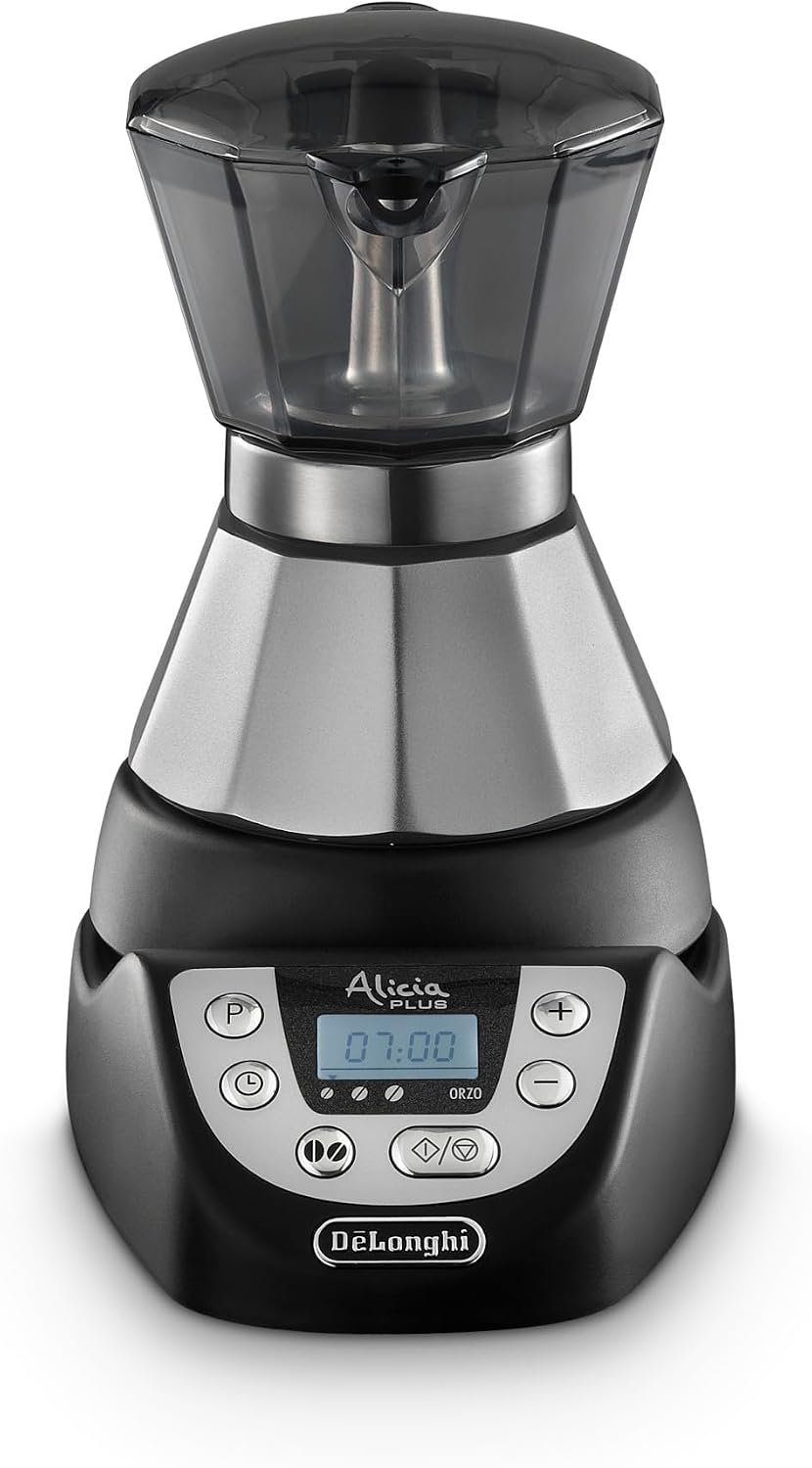 De'Longhi Alicia PLUS EMKP 21.B Caffettiera Moka Elettrica 1-2 Tazze, Nero/Argento