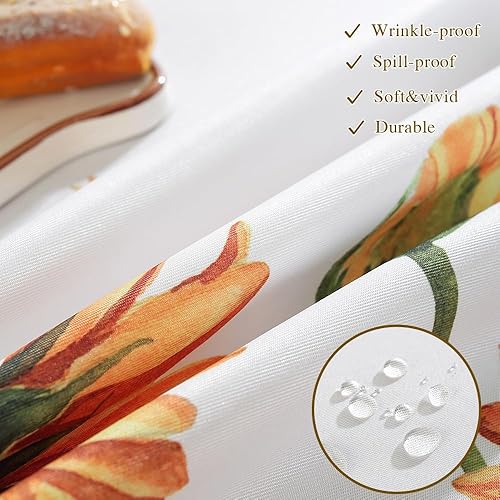 Miniatura 5 de Mantel rectangular de verano de 60 x 84 pulgadas, mantel floral de girasol, a prueba de derrames, lavable, resistente a las arrugas, acuarela,