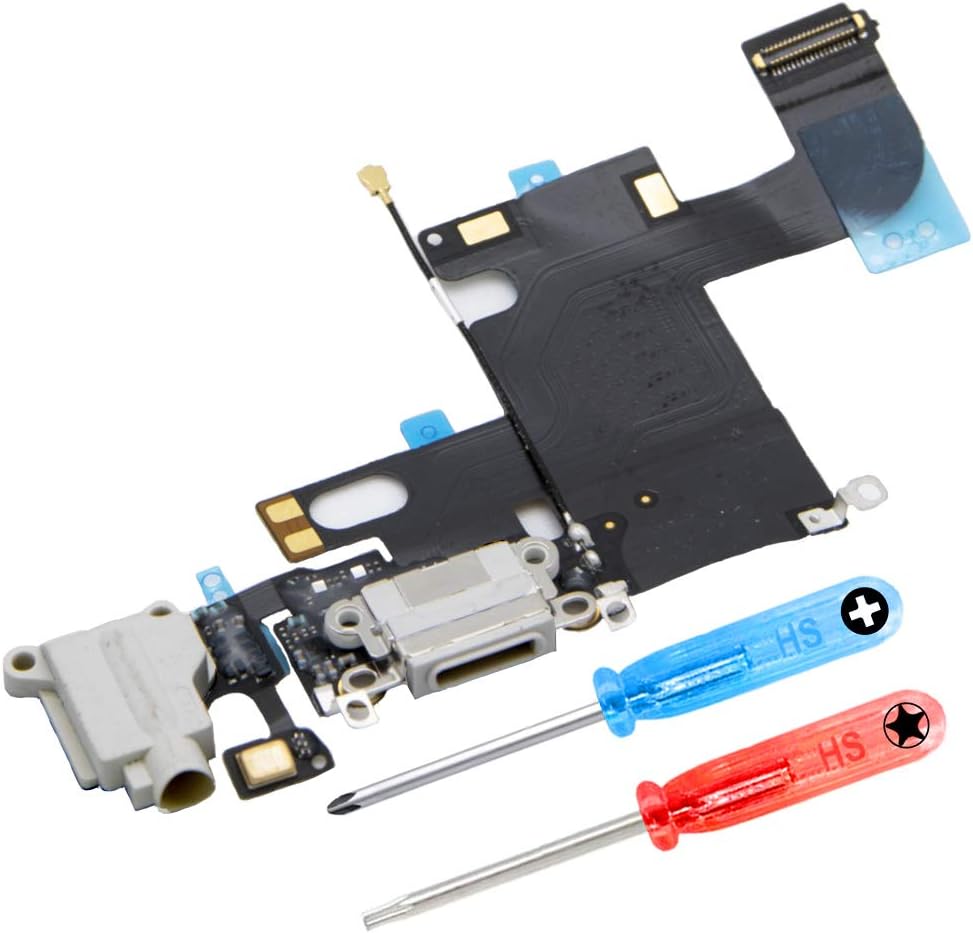 MMOBIEL Dock Connector Compatible with iPhone 6 Plus (Black/Space Grey) Charging Port Flex incl. Screwdriver