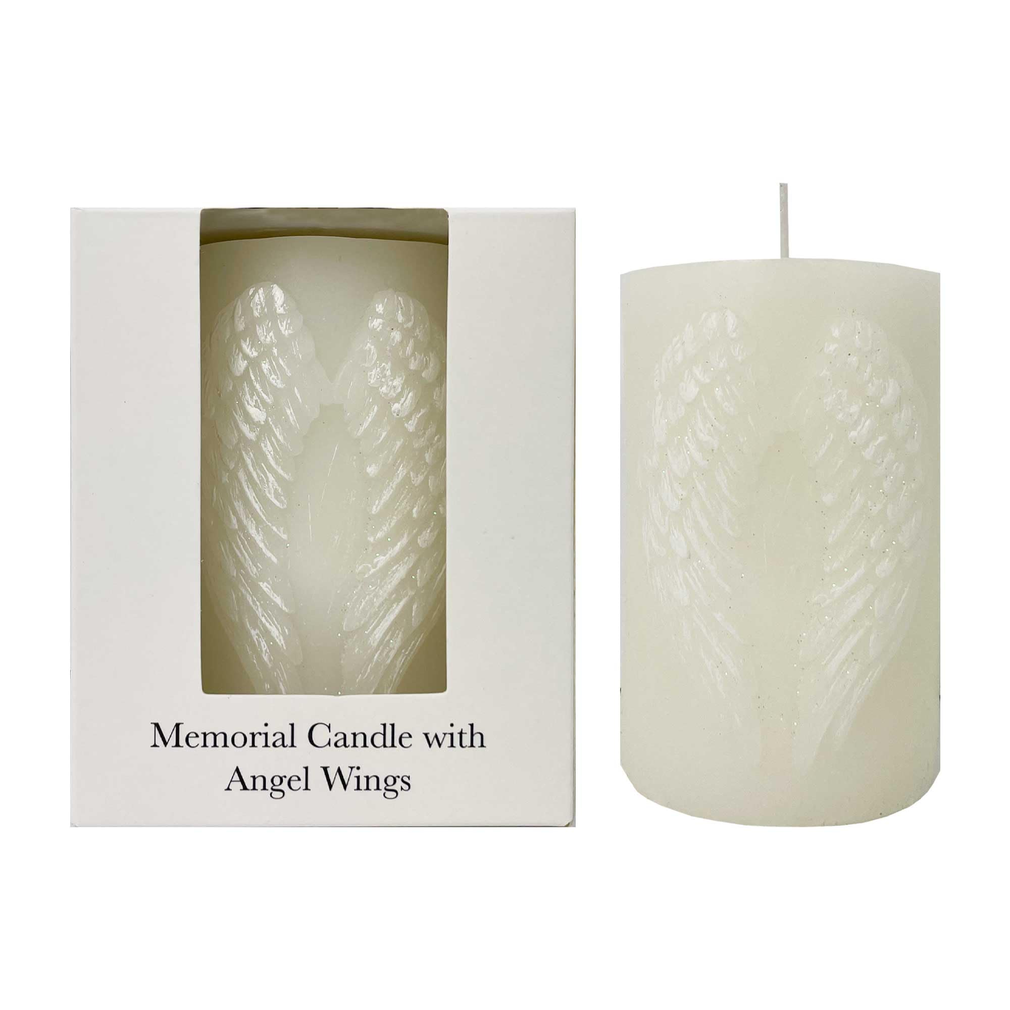 Angels Wings And Feathers Thoughtful Memorial Gifts White Guardian Angel Wings Memorial Candle | Remembrance Pillar Candle With Delicately Carved Wings | Comforting Sympathy Gift | 10X6.5x6.5cm