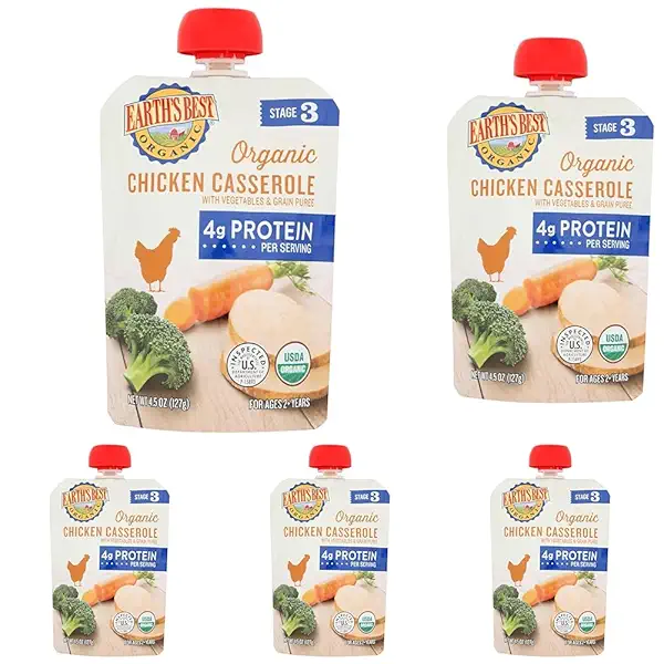 Earths Best Organic Chicken Casserole Meal Puree, 4.5 OZ (Pack of 5) 1