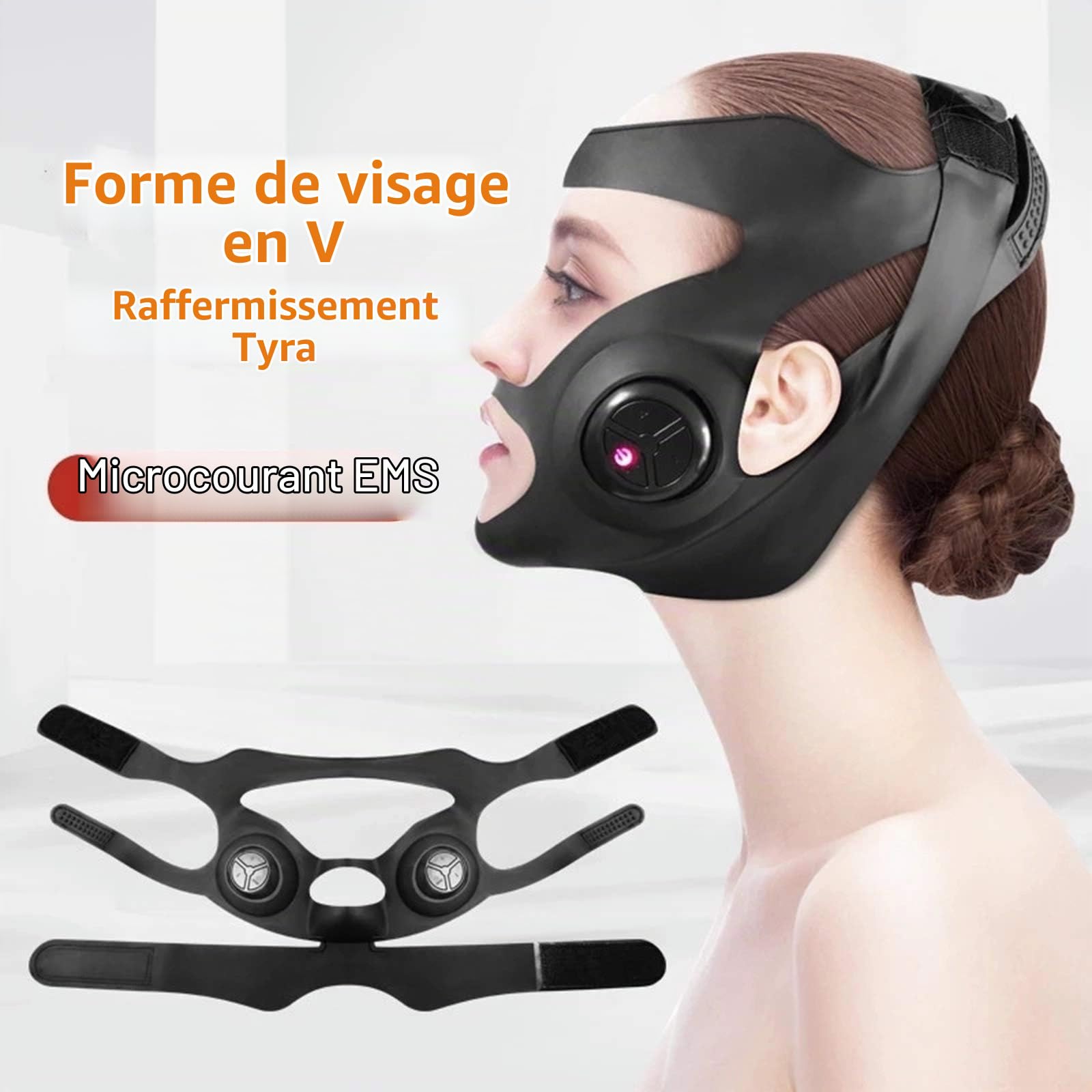 Minceur Visage Masque, EMS Appareil de Levage de Visage Visage en V Lifting des Joues Affaissement du Menton Masseur de Muscles du Visage Contre Le Double Menton Anti-âge Chargement USB