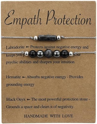 Ronglry Pulsera de cristal para mujeres y hombres, piedras curativas espirituales, pulsera de gemas de amatista para aliviar la ansiedad, joyería de