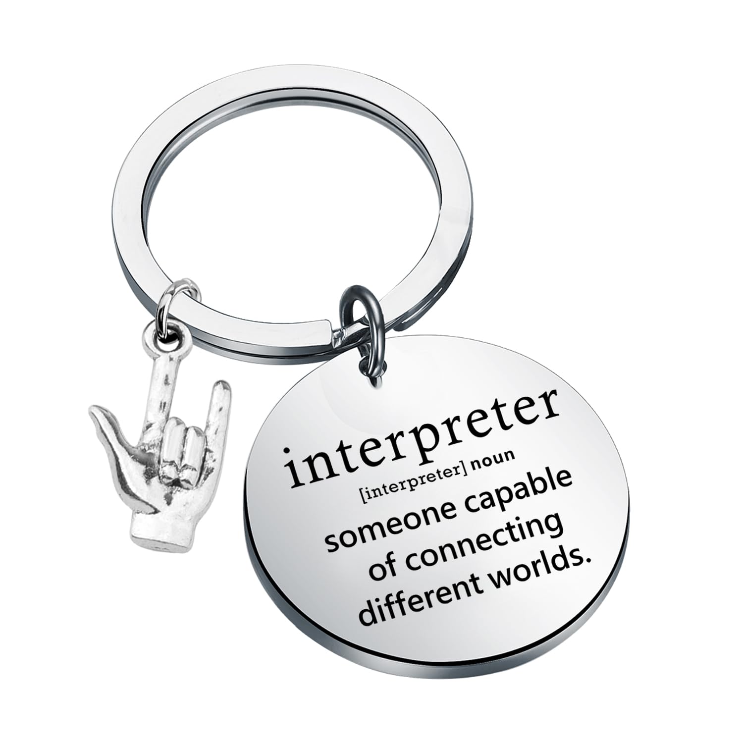 ENSIANTH Interpreter Keychain Sign Language Teacher Thank You Gift Interpreter Deaf Charm ASL Hand Gesture Translator Gift