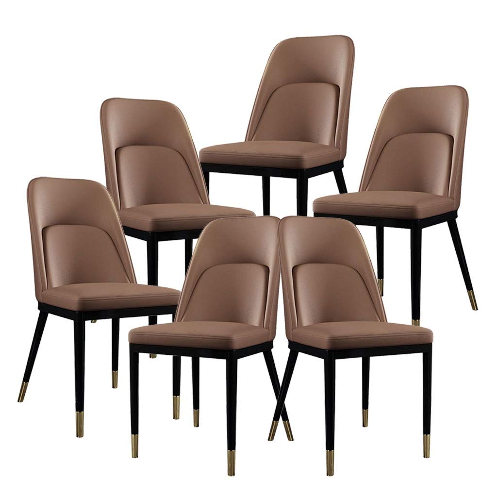 SJIALEN 6pcs Metal Legs Living Room Chair,Living Room Bedroom Kitchen Counter Lounge for Dining Chairs Lounge Chair Kitchen Chair (Color : Coffee)