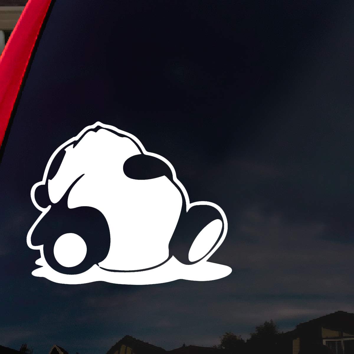 Sleeping Panda Car Window Vinyl Decal Sticker 4" Wide (White)