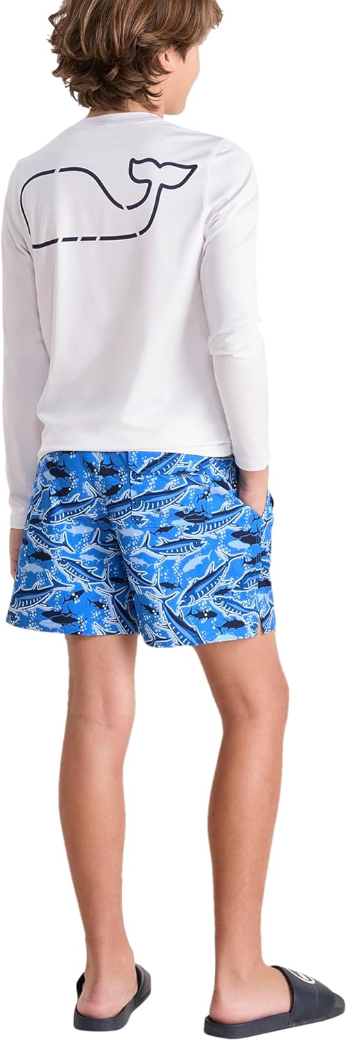 vineyard vines Boys' Standard Printed Chappy Swim Trunks, Tide Blue Fishing - Image 2