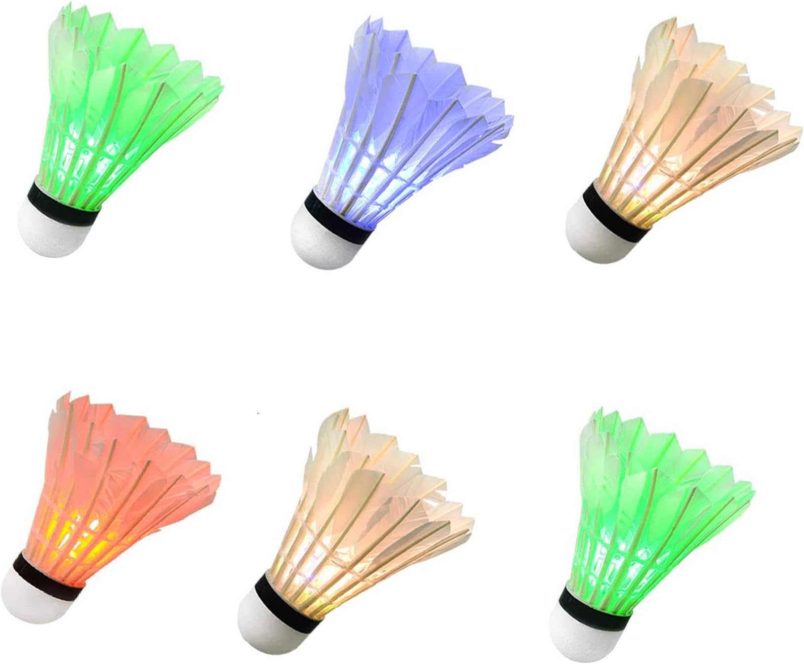 YYZP6-Pack LED Badminton Shuttlecocks, Badminton Birdies Glow in The Dark Birdie Badminton Set for Outdoor/Indoor Lighting Sport Activities Game
