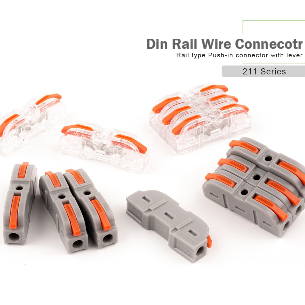 25/50/100PCS Lever Wire Connector 2 Pin 1 in 1 Out Splicing Terminal Blocks LED Strip Lighting Home Quick Connectors(NC-221T 100PCS)