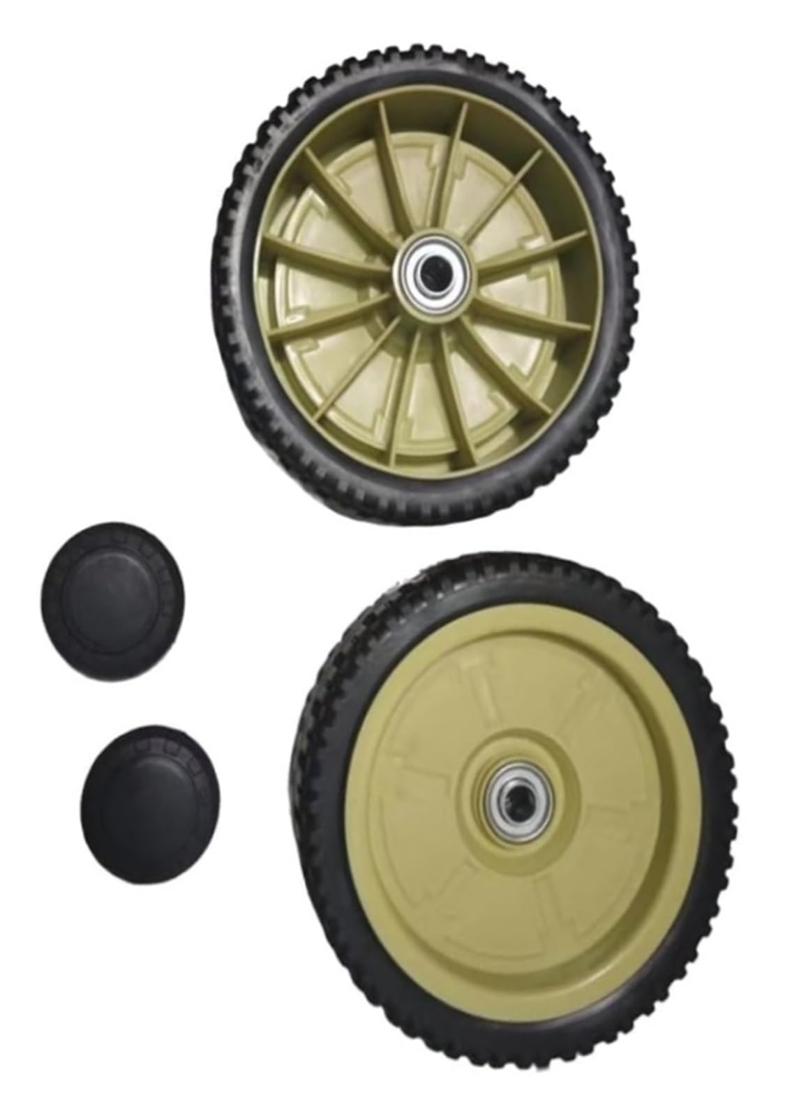 Juego de ruedas delanteras y traseras de 200 mm for modelos HR214, HRU214, HRU215, HRU216D y HRU196 con cubiertas de rueda, repuesto de rueda for cortacésped.