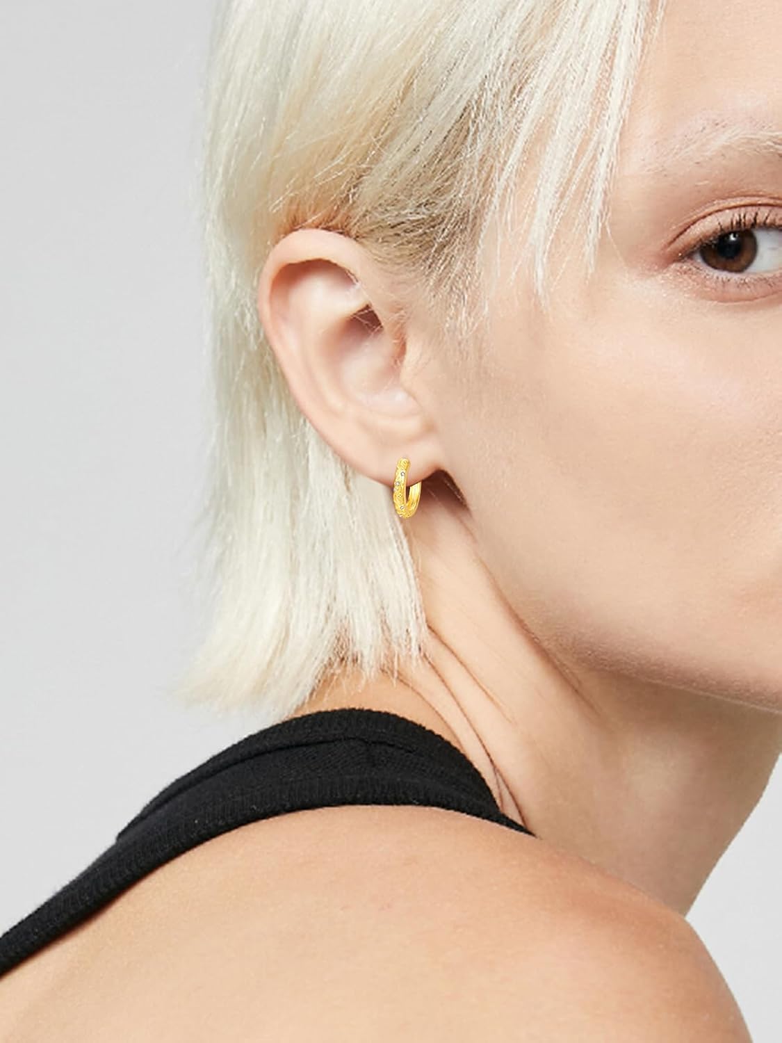 KINGWHYTE Sun and Moon Earrings 925 Sterling Silver Star Hoop Earrings Hypoallergenic Small Sun Moon Star Huggie Earrings Birthday Jewelry Gifts for Women