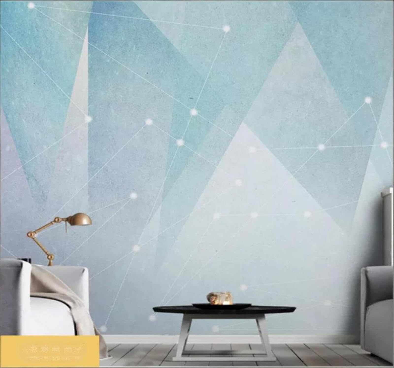 XLMING Fresh Creative Blue Geometric Lines 3D Wallpaper Luxury Silk Study Dining Feature Sofa Grey Bedroom Living Room Tv Decorative Wall-150cm×105cm