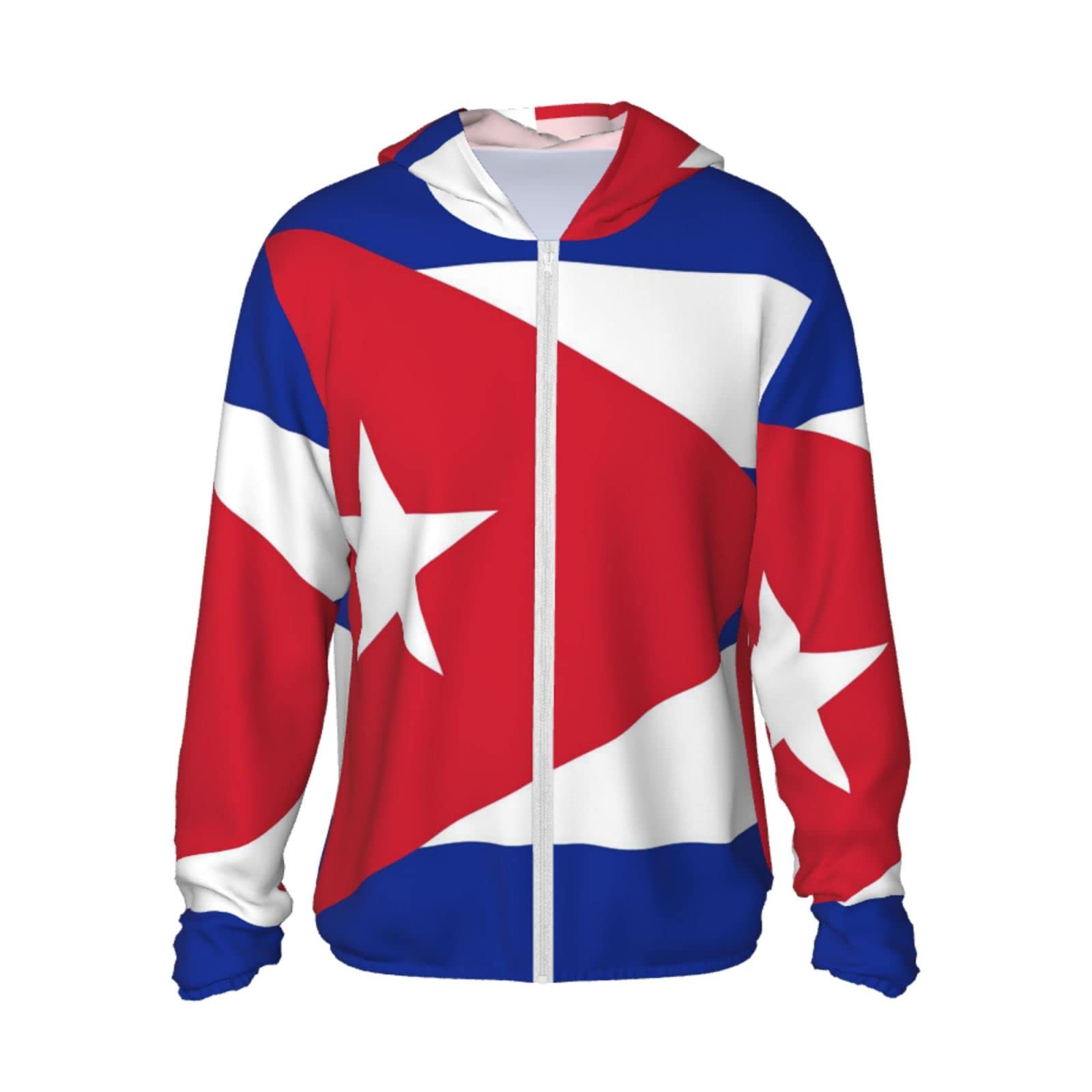 errtavt Cuba Flag Sun Protection Hoodie Women's Long Sleeve Uv Shirts Jacket Jacket Hooded with Pockets for Hiking Outdoor Large Black