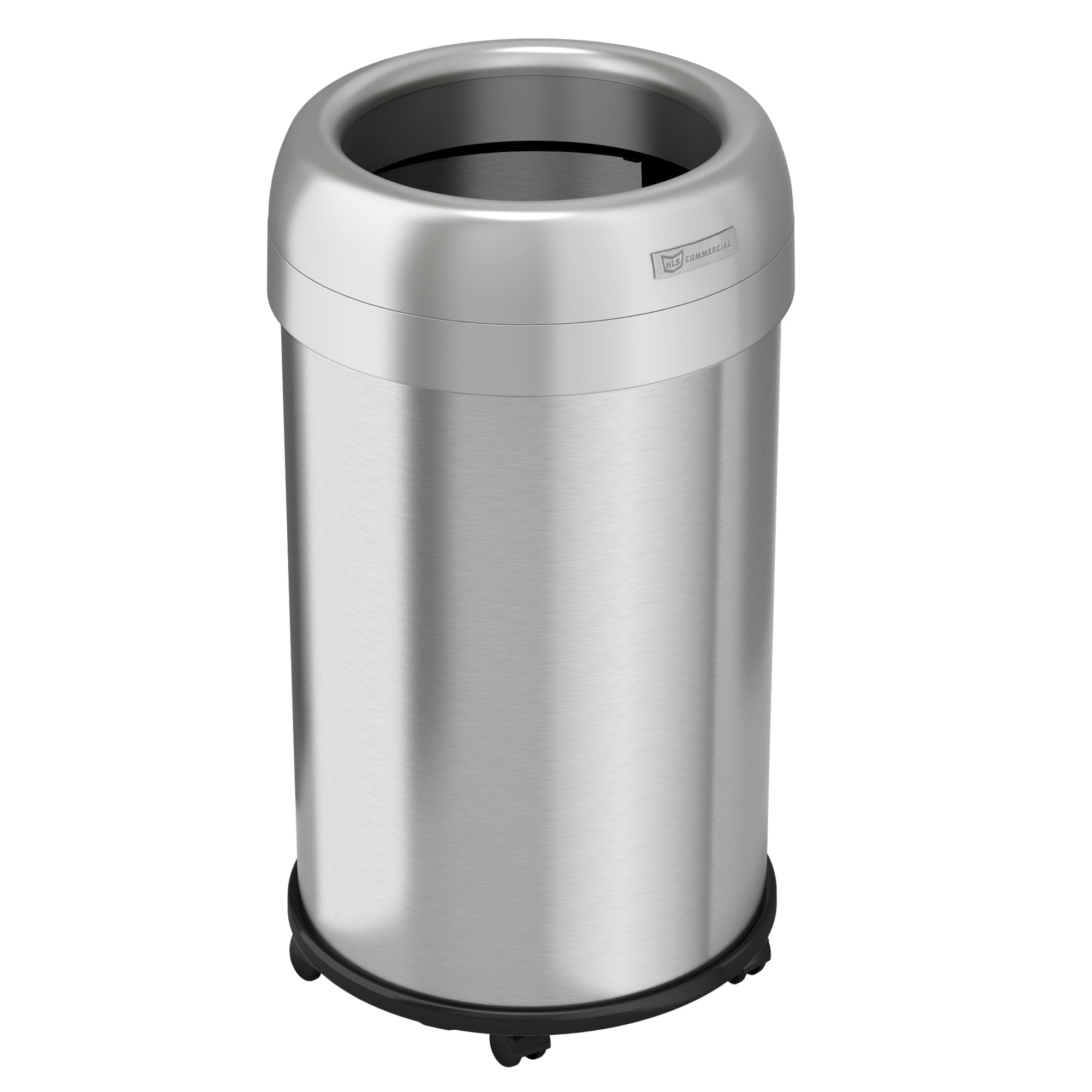 13 Gallon 49L Stainless Steel Round Open Top Trash Can with Wheels and Dual Odor Filters Hotel Store