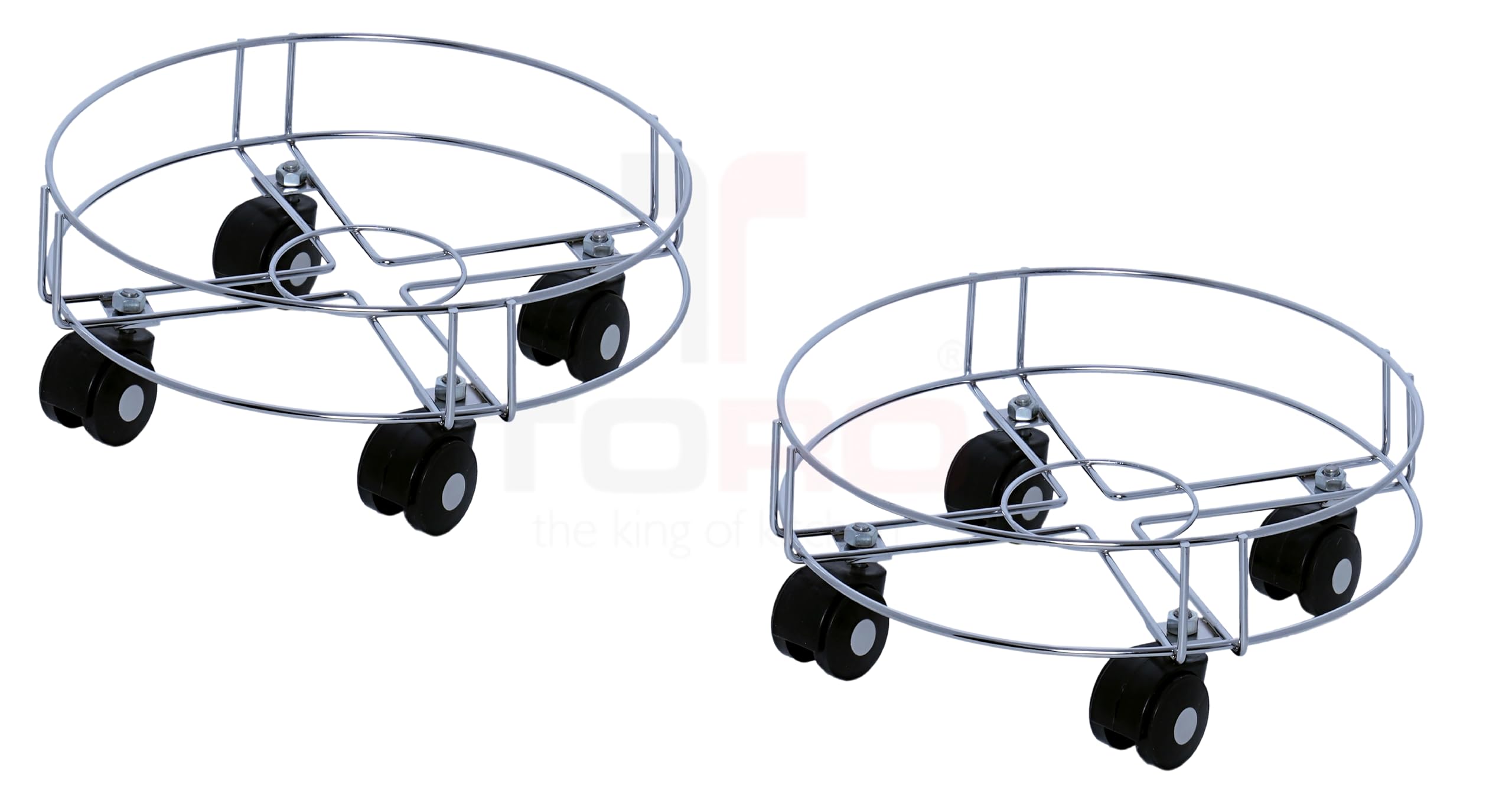 TOROTORO High Grade Stainless Steel Cylinder Trolley with Wheels - LPG Cylinder Trolley - Easy to Move (4MM) (Pack of 02)