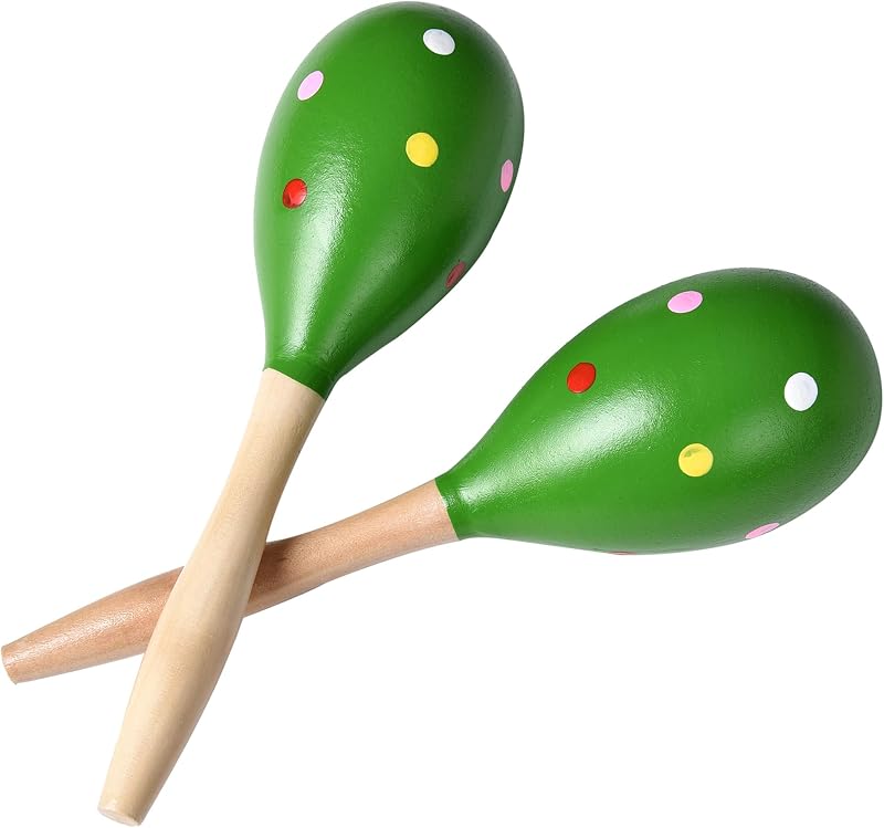 Maracas para adultos niños bebés, instrumento musical de madera maracas shaker, verde
