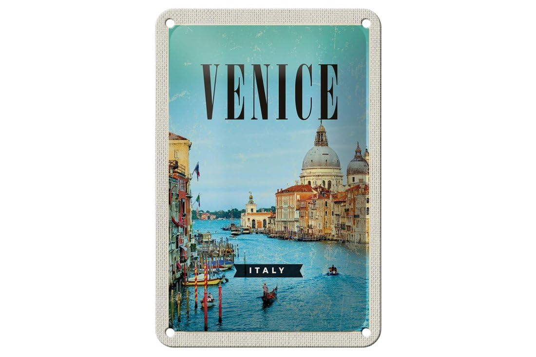 Dekono7 Colourful Tin Sign 18 X 12 Cm Venice Italy Sea
