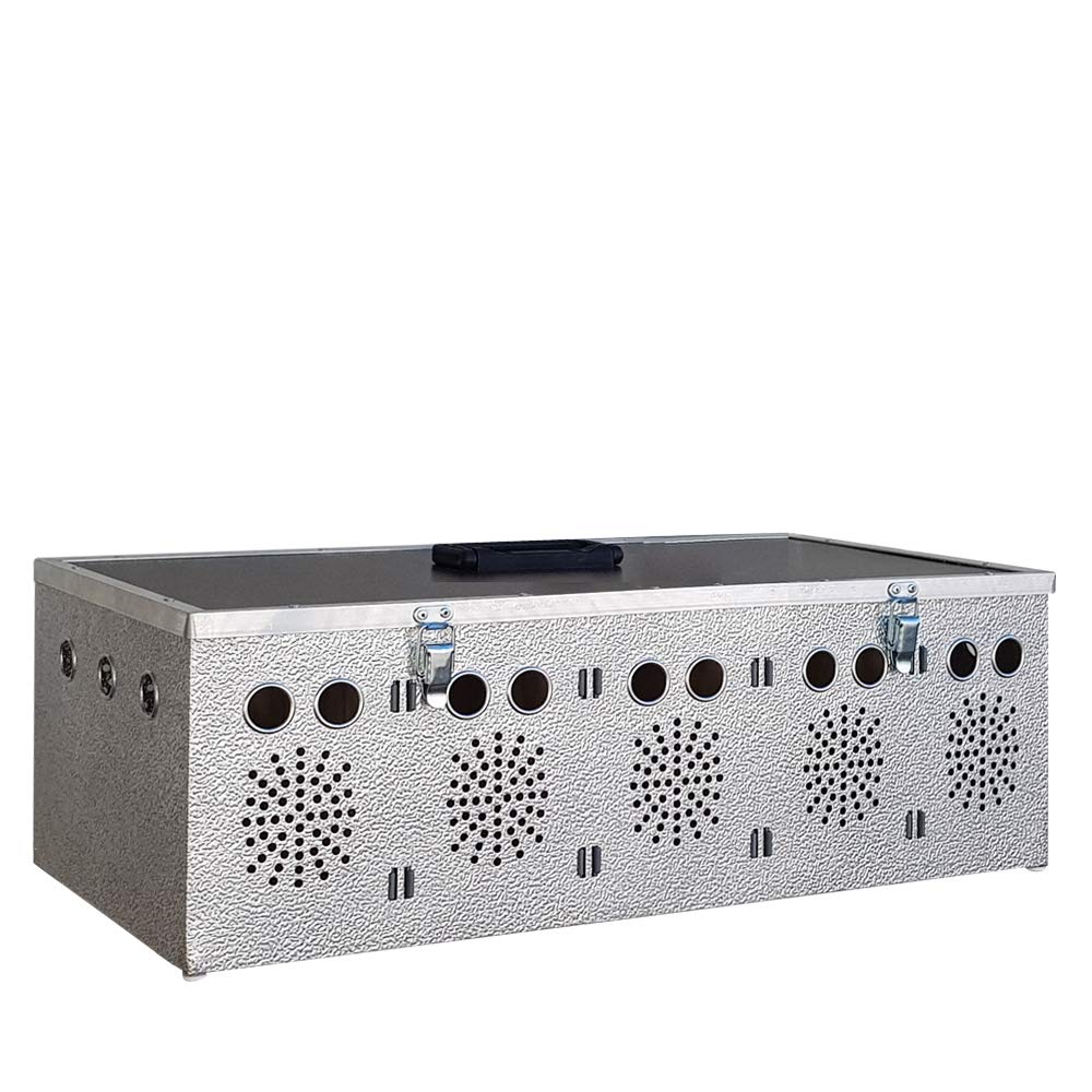 Breker Aluminium Transportbox für Kleintiere – 5 Abteile – Transportkorb mit Einzelverschlüssen – leichte & stabile Tiertransportkiste für Kaninchen, Nagetiere & Geflügel – hygienisch & robust