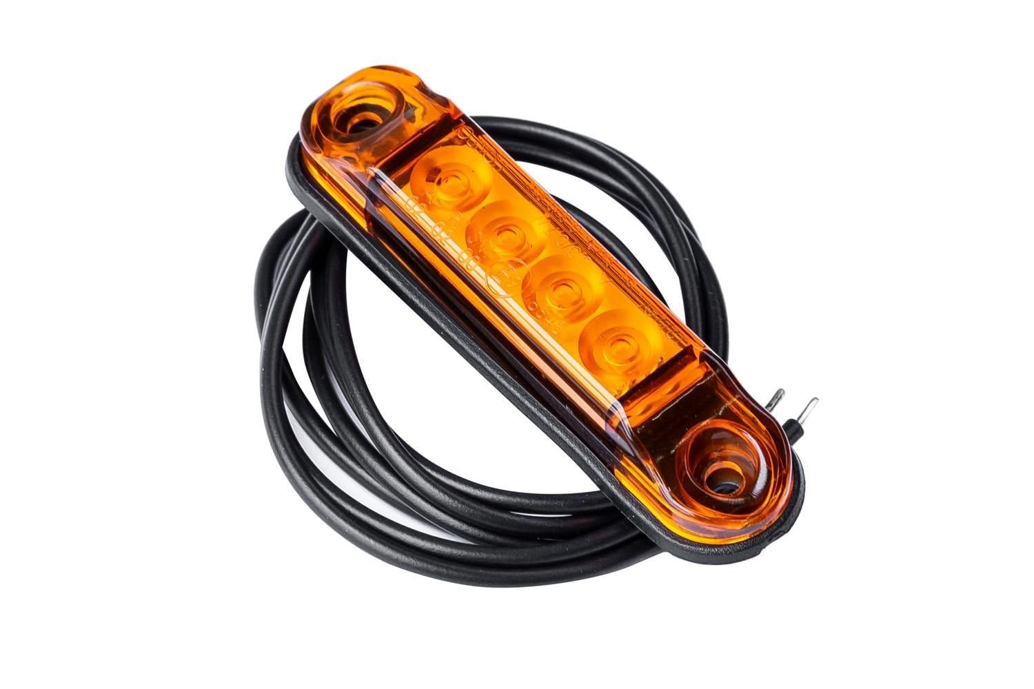 Set di 4 Luci di Posizione Laterali a LED Arancioni Horpol LD 2328 Slim Ultrasottili Universali 12V 24V Impermeabili IP68 Cavo 0,5m per Rimorchio Camion Macchine Agricole Furgoni