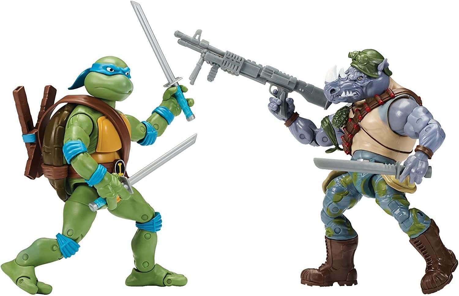 Teenage Mutant Ninja Turtles Playmates-Tmnt Classic Leo Vs Rocksteady 2Pk Action Figure