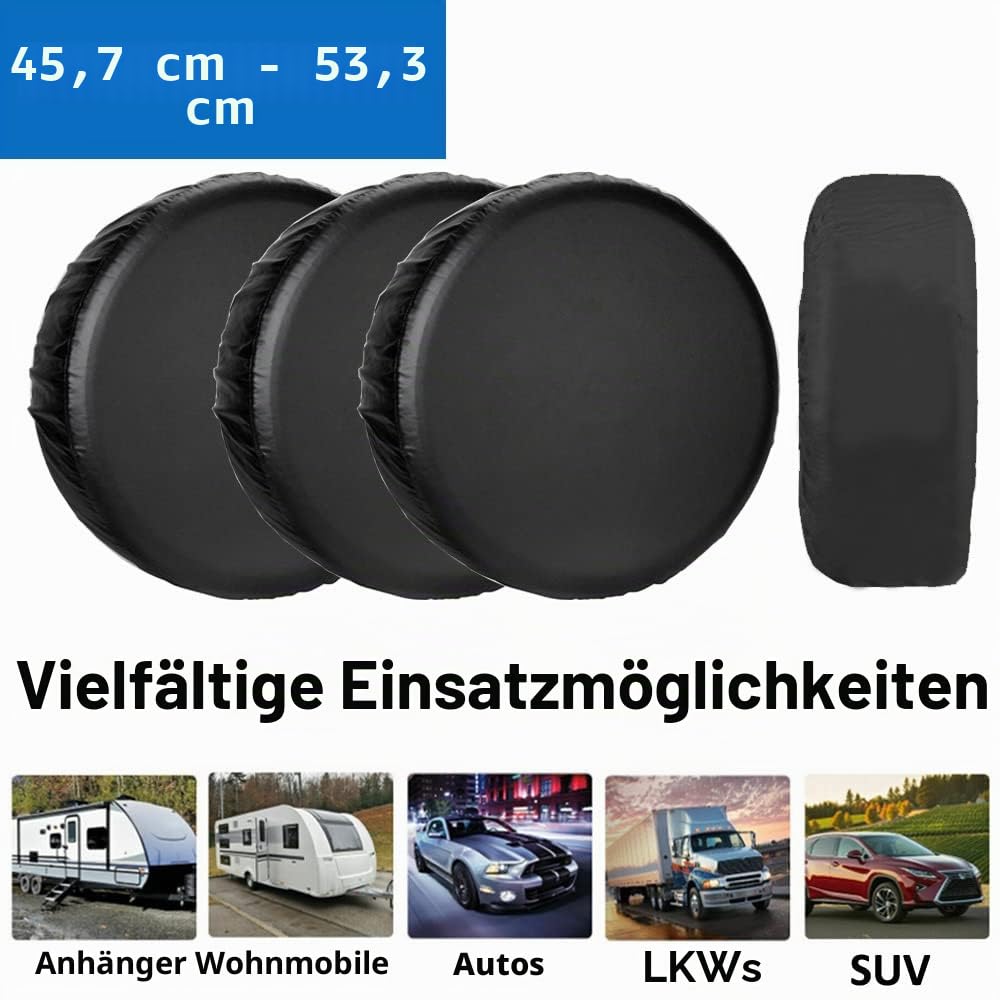 ETOPARS 4 Stück Reifenabdeckungen 18 Zoll bis 21 Zoll Auto Reifenabdeckung Wasserdichter Reifenabdeckung Radschutzhülle Reserveradabdeckung Reifenschutz LKW Schwarz