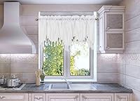 Vista 12 de Cenefa de cortina de ventana de cascada de seda sintética sólida con flecos de 55 x 18 pulgadas, ondulado (1, negro)