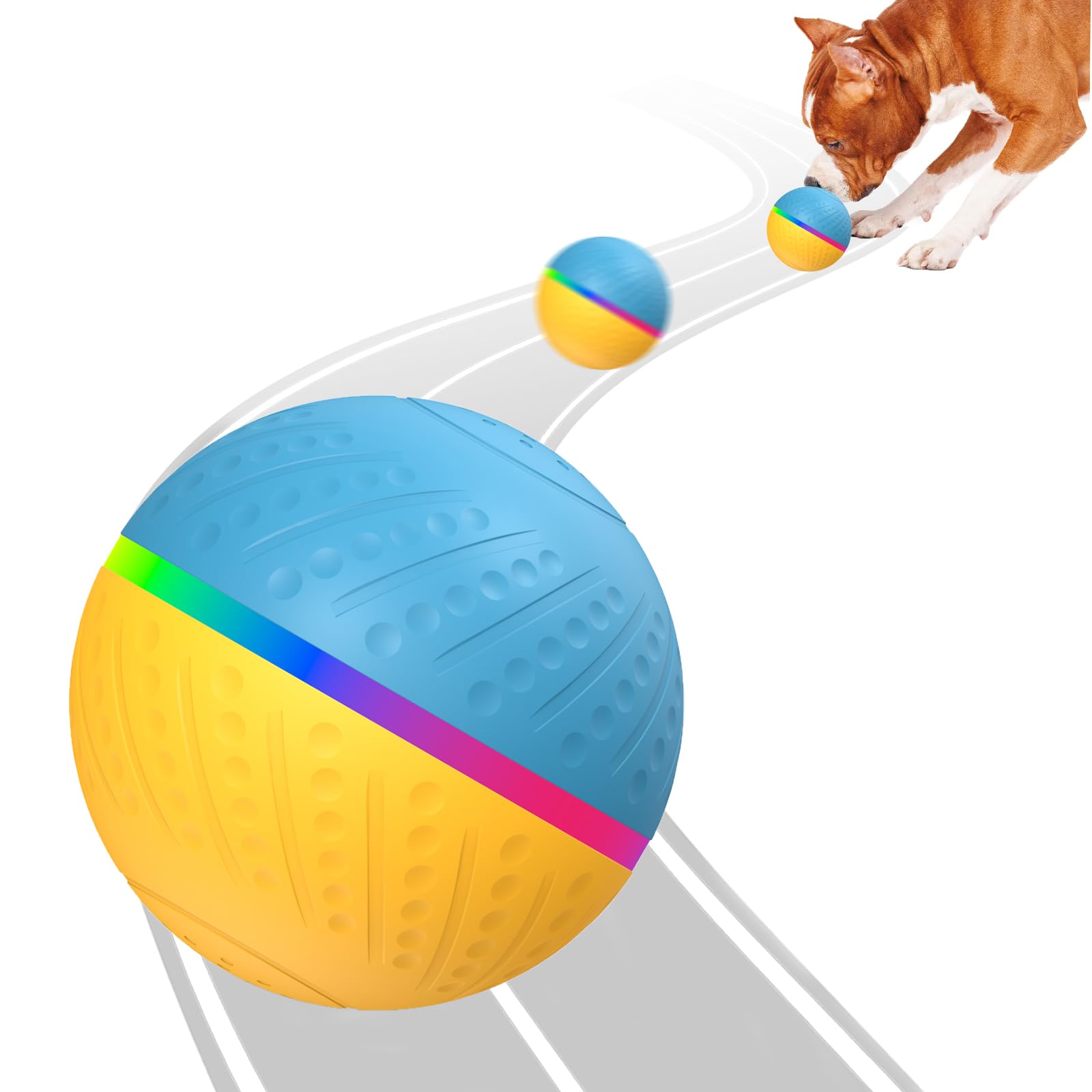 NETRCO [2023 Upgraded Radar Sensor Interactive Dog Toy Ball, Smart Dog Toy Ball, Self Rolling Ball for Large Dog, Active Moving Dog Toy with LED Lights, Type-C Rechargeable