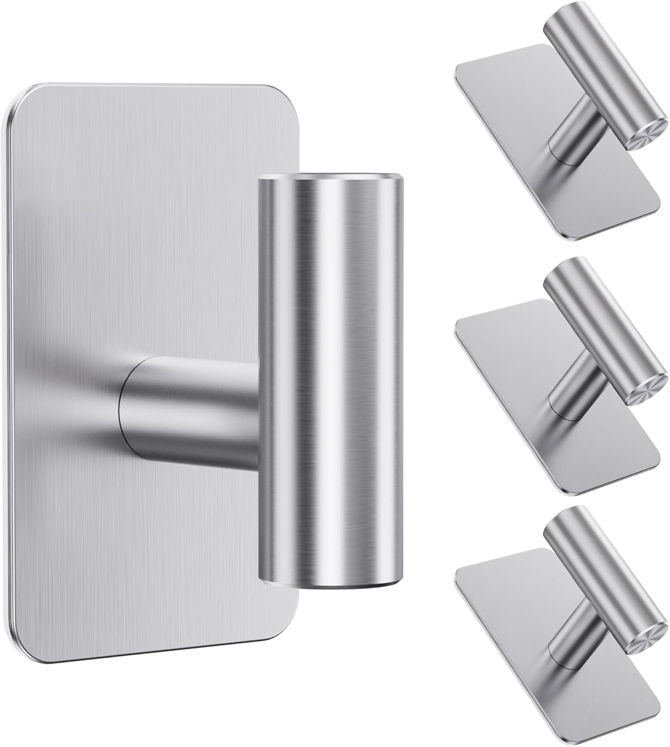 Aikzik 4 Pack Large Self Adhesive Hooks, Stainless Steel Sticky Hook Heavy Duty, Over 12kg Load - Strong Hooks for Hanging for Towel, Coat, Robe, Stick on Bathroom, Kitchen, Door and Wall