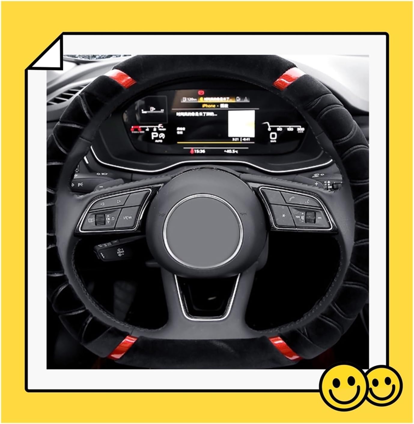 Car Steering Wheel Cover for Audi D-Type Car Steering Wheel Cover Plush Car Accessories Soft Handfeel Creative Jewelry (Color : 8#)