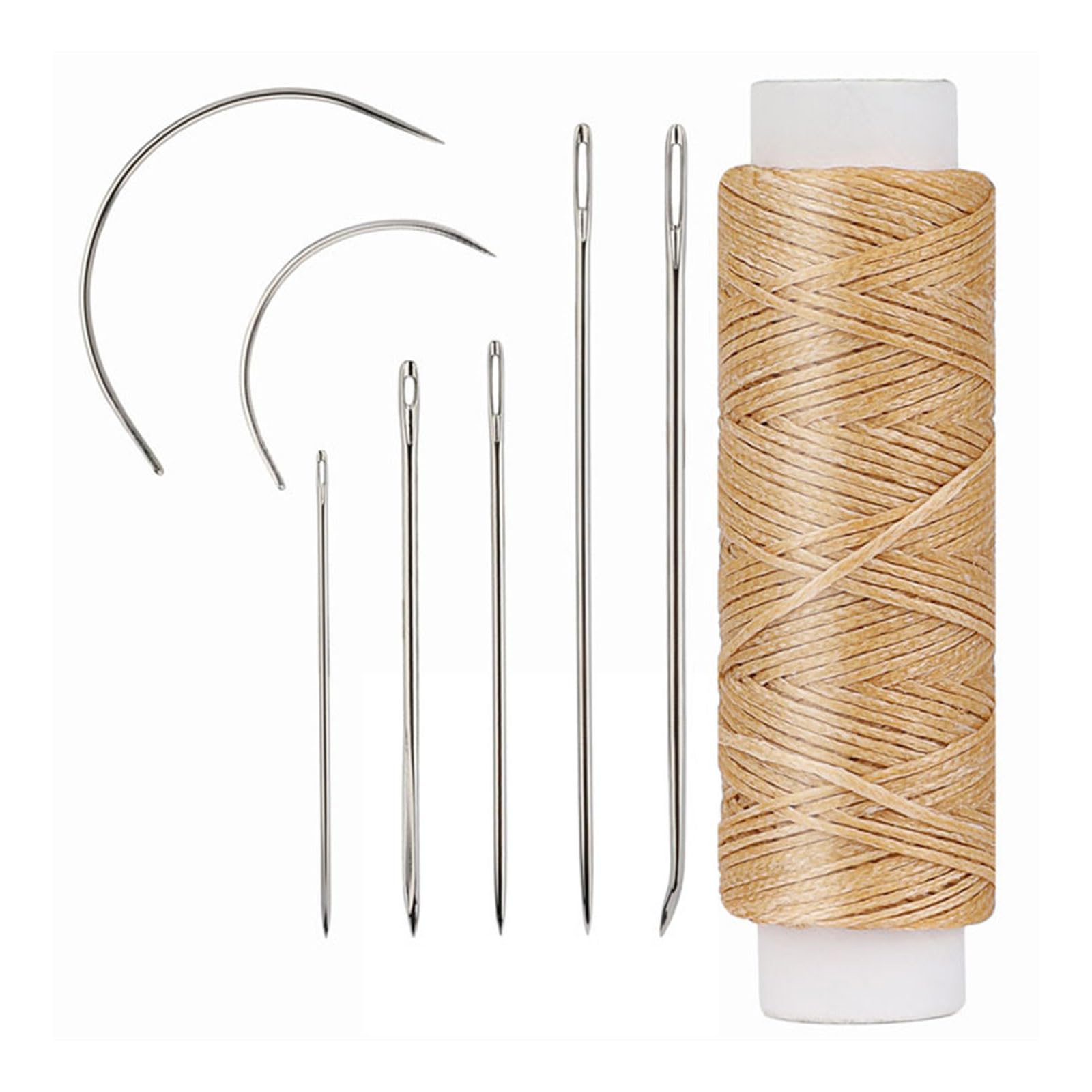 Yhplxyuus 10 Set Leather Sewing Needle Set with Waxed Thread Curved Needle Upholstery for Canvas Repair Craft Project