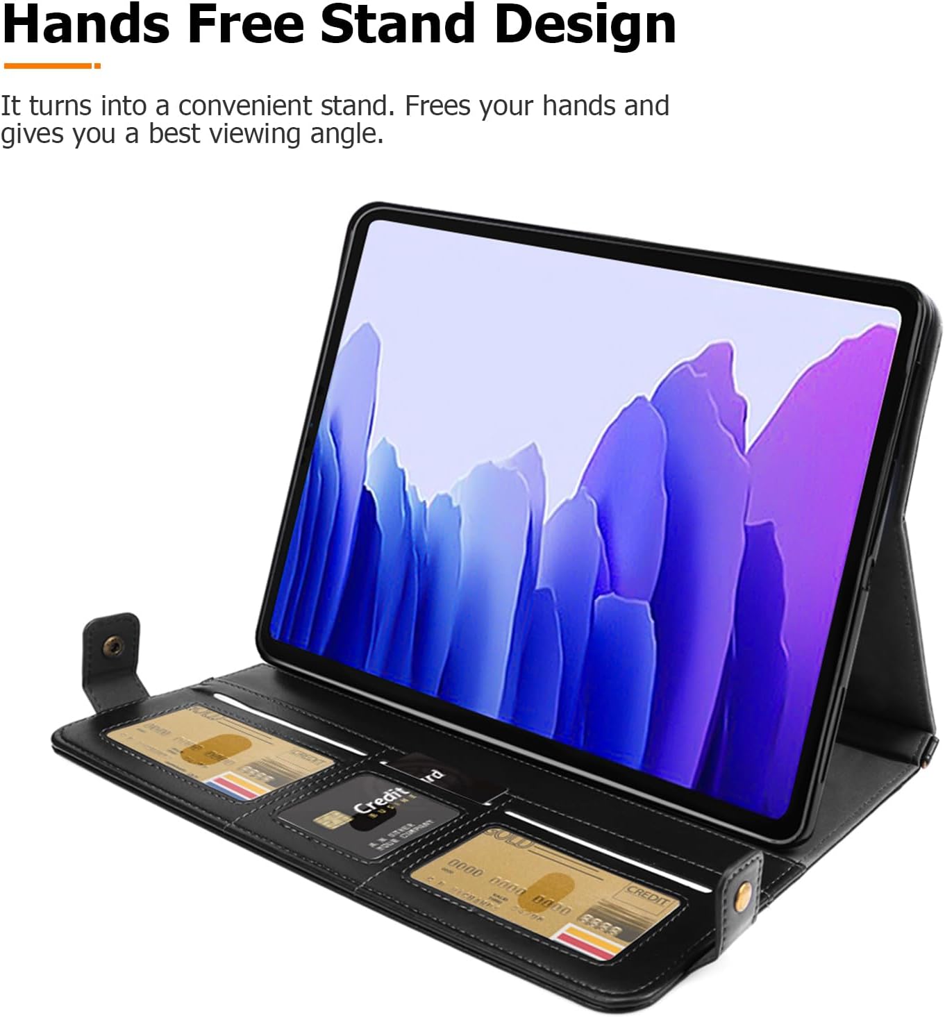 Dteck Galaxy Tab S10/S9/S8 Ultra Case, PU Leather Folio Stand Cover with S Pen Holder, Shoulder/Hand Strap Wallet, Red/Black