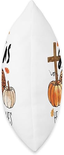 Miniatura 2 de Faith Threads Merch Fall for Jesus He Never Leaves Christian Faith Graphic Throw Pillow, 18x18, Multicolor