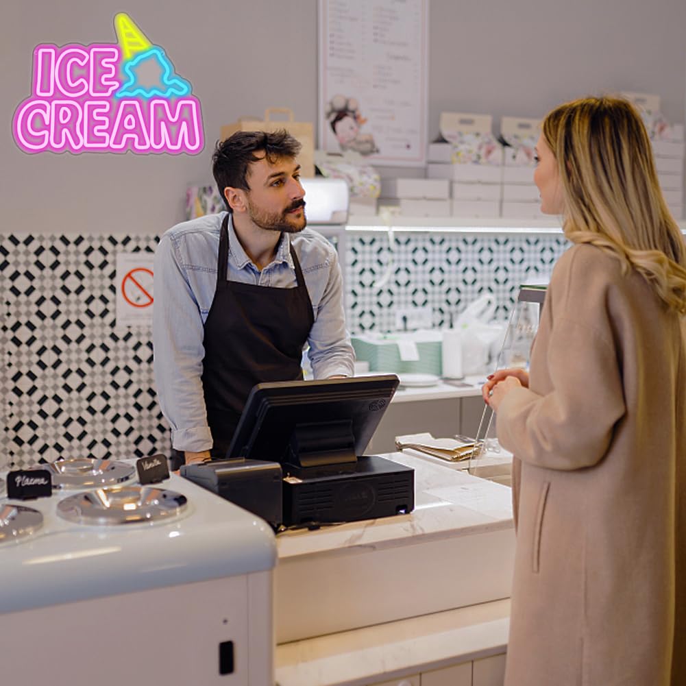 Ice Cream Insegne al Neon Luce Neon a LED Insegne luminose Gelato Alimentata Tramite USB con Interruttore Decorazione di bar, vetrine, negozi, luci al neon