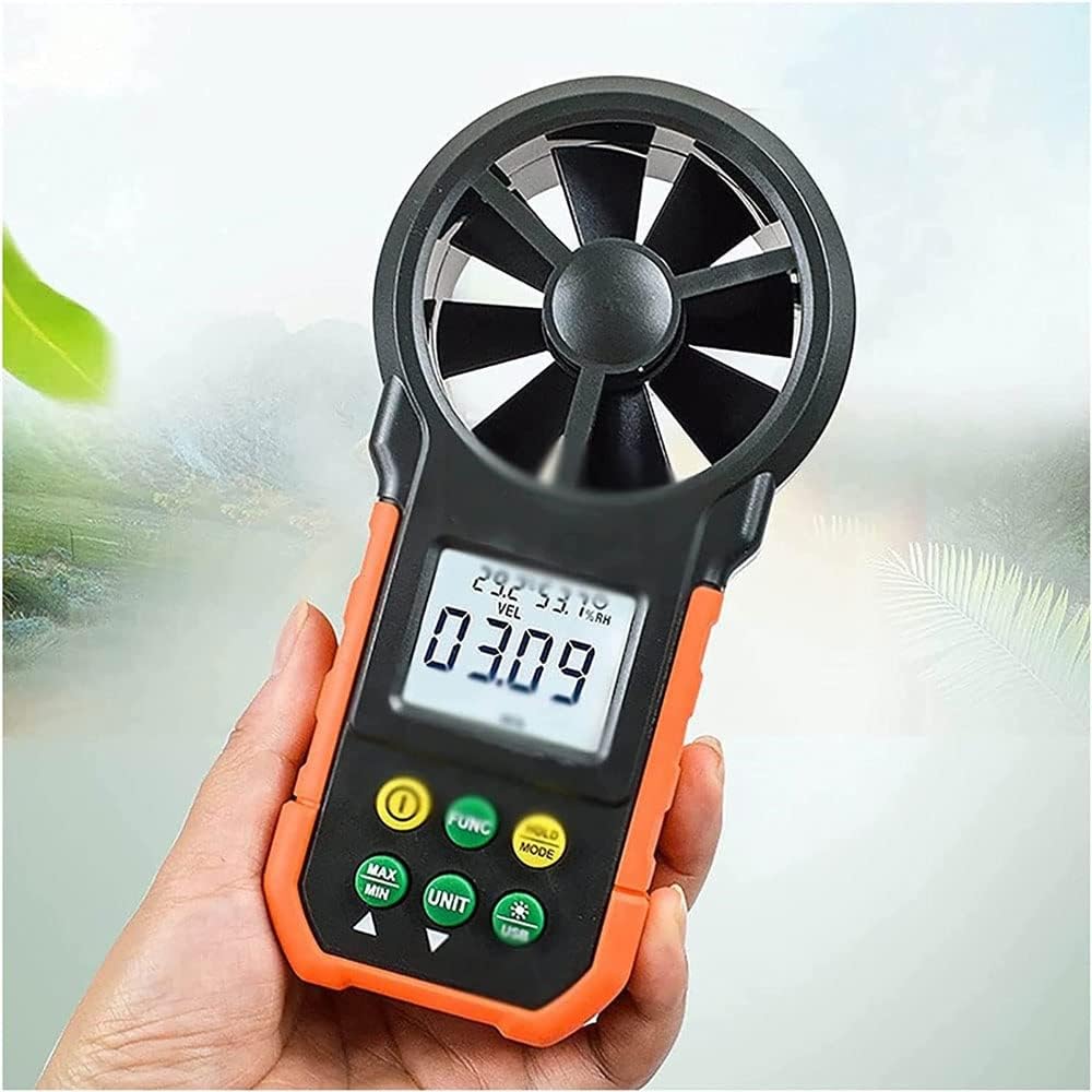 Handheld Anemometer, Digital Wind Speed Meter Air Flow Meter for Measuring Wind Speed Temperature and Wind Chill, Portable Wind Gauge for Sailing Fishing