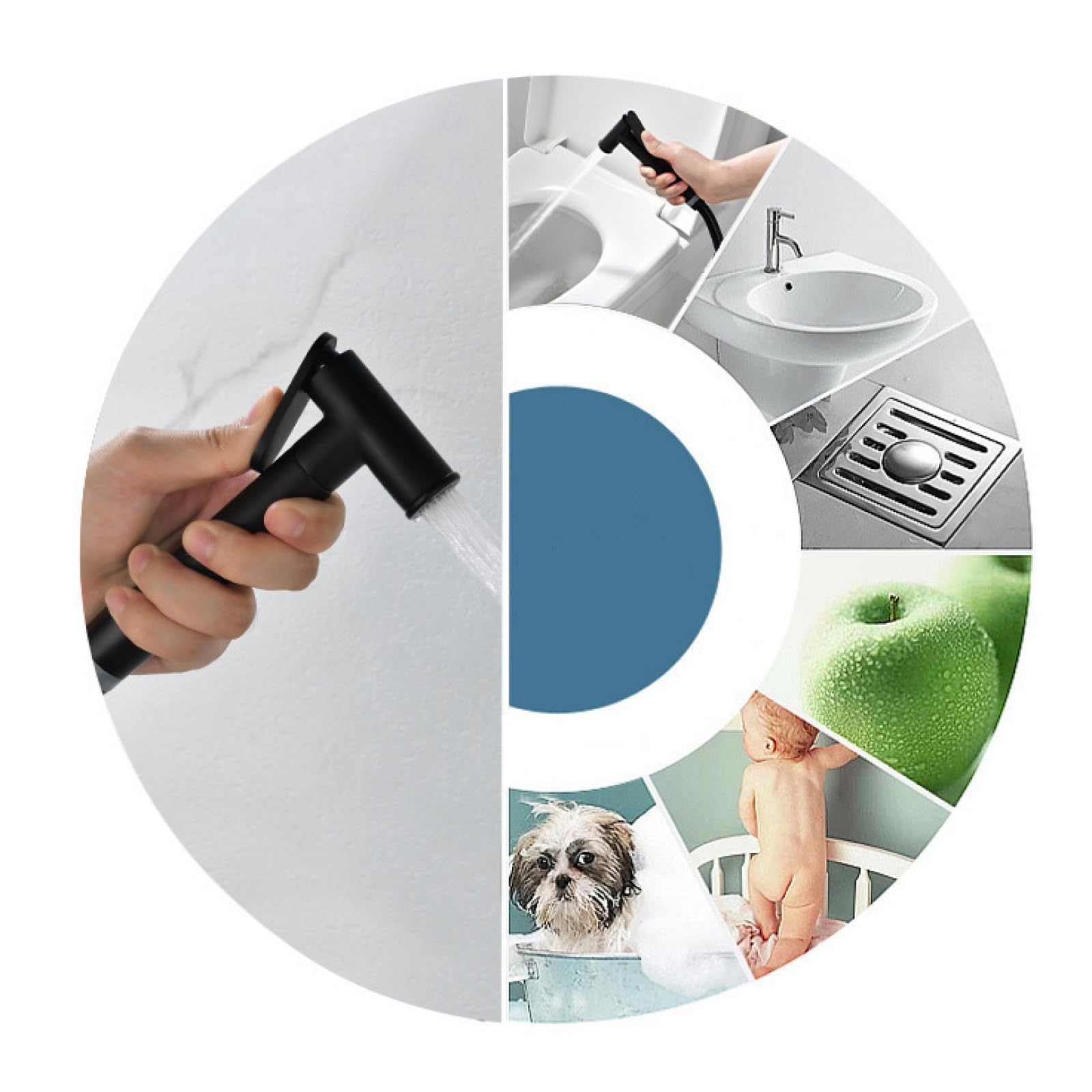 Grifo Bidet para WC Agua Caliente Y Fría Pulverizador De Bidé Latón Grifo WC Higienico Montado En La Pared para Limpieza Del Baño,Gris Pistola