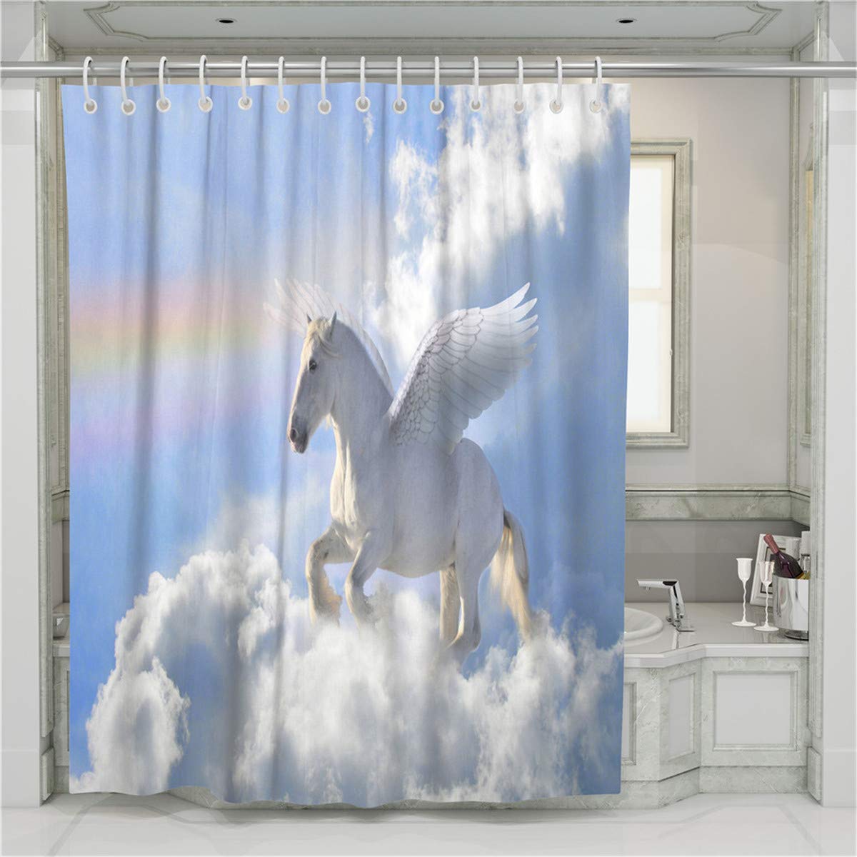 Sealskin douchegordijn Linje 100% polyester blauw print 180x200 cm - 233011324