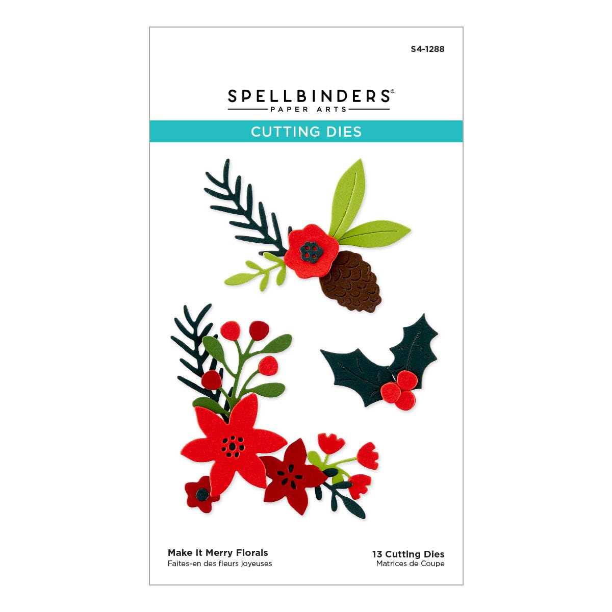 Spellbinders Make It Merry Florals Holly Pine Die Set Christmas Card Making