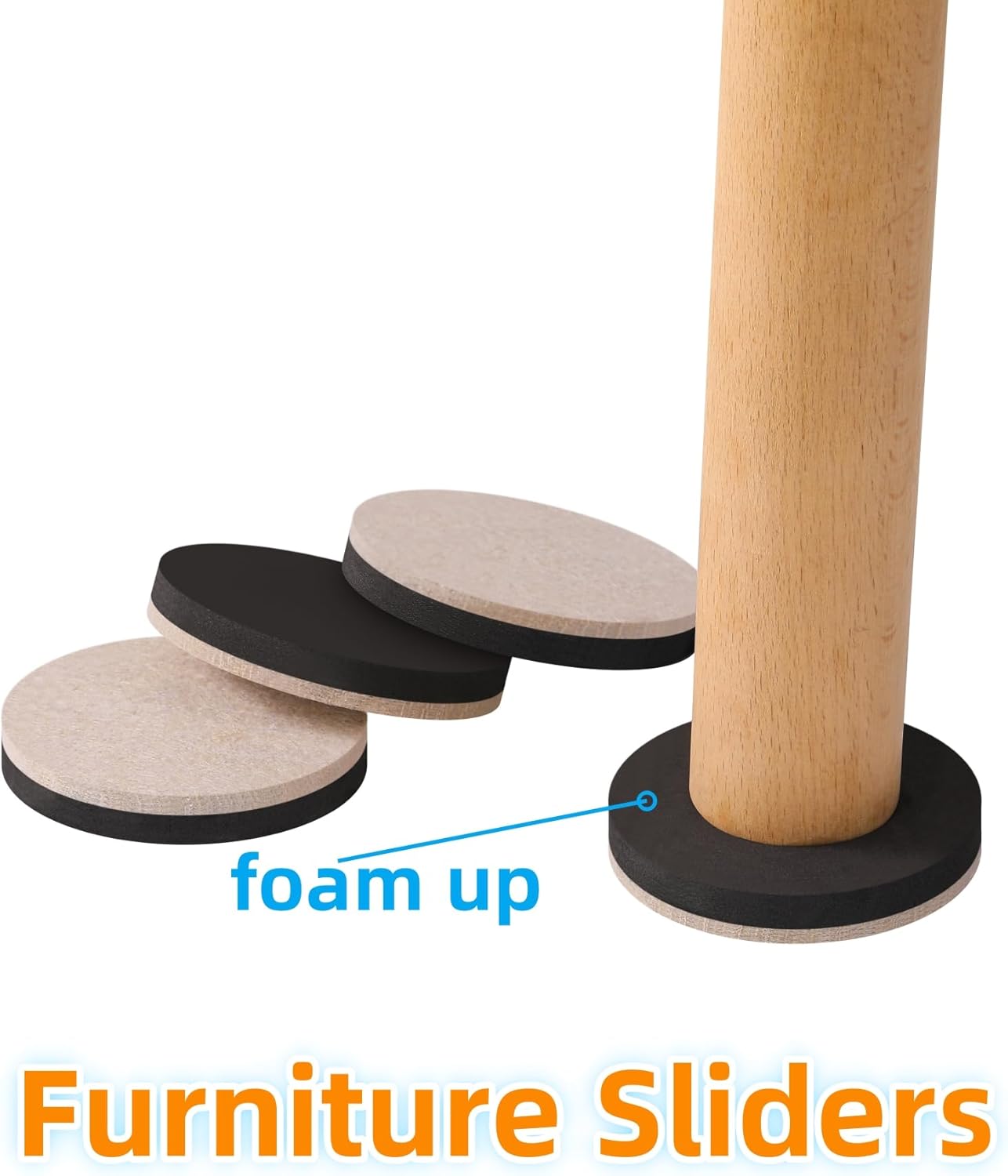 Felt Furniture Sliders for Hardwood Floors - Furnigear 8 PCS 3 ½" Furniture Moving Pads Sliders – Heavy Duty Felt Sliders Chair Leg Floor Protectors - Move Your Furniture Easily & Safety