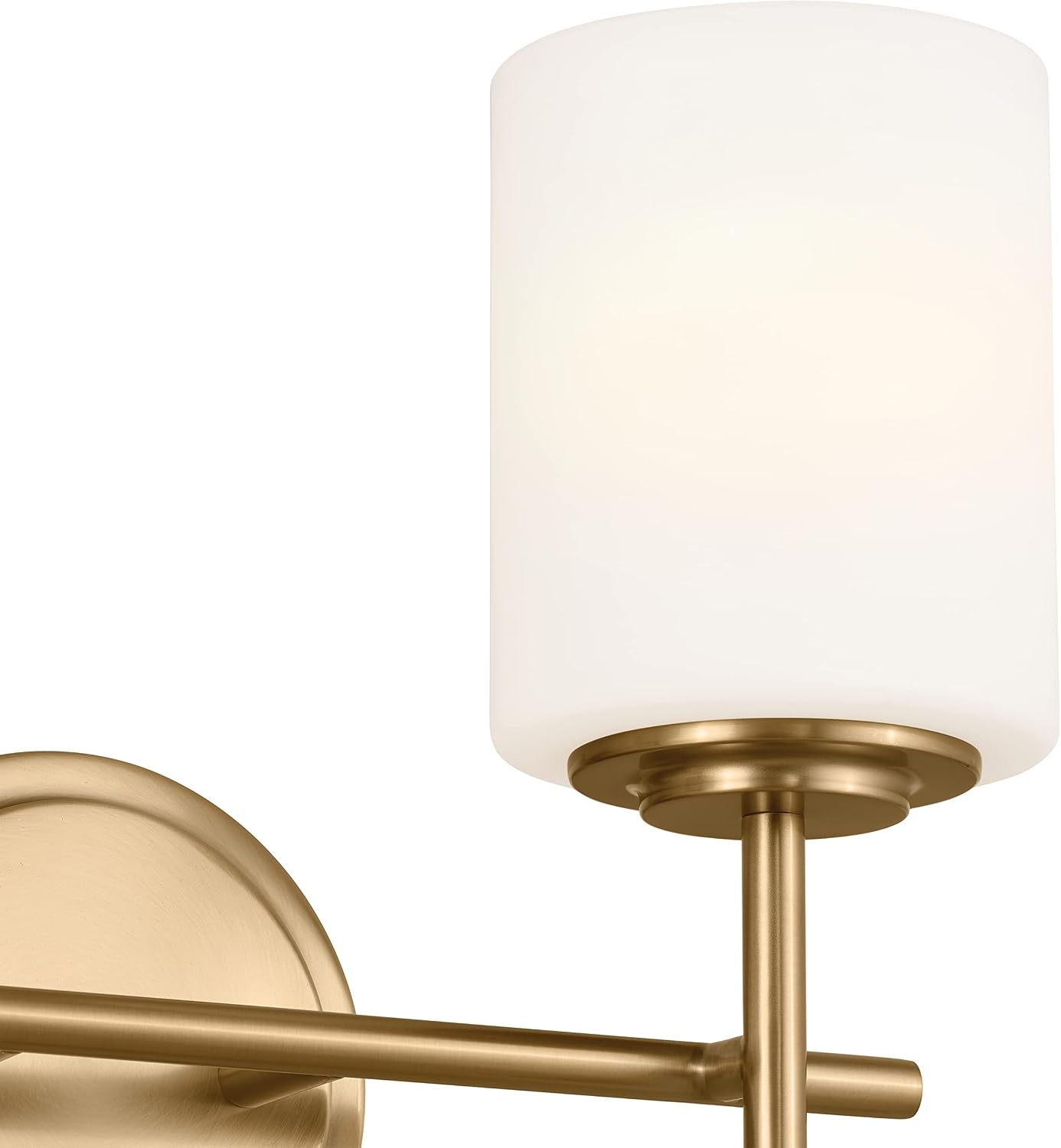 Kichler Ali 2 Light Bathroom Vanity Light in Brushed Natural Brass with Satin Etched Glass Shades for use in Bathrooms and Powder Rooms, 52141BNB