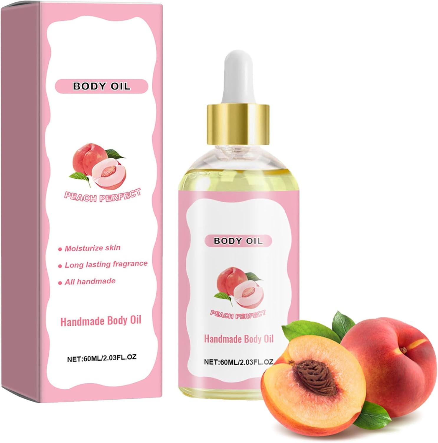 Wild Plus Body Juice Oil Peach Perfect, Peach, Mango, Vanilla, Strawberry Body Oil for Women, Body Juice Oil-Strawberry Scented Handcrafted, Natural Perfume Body Oil For Women 60ml (Peach)