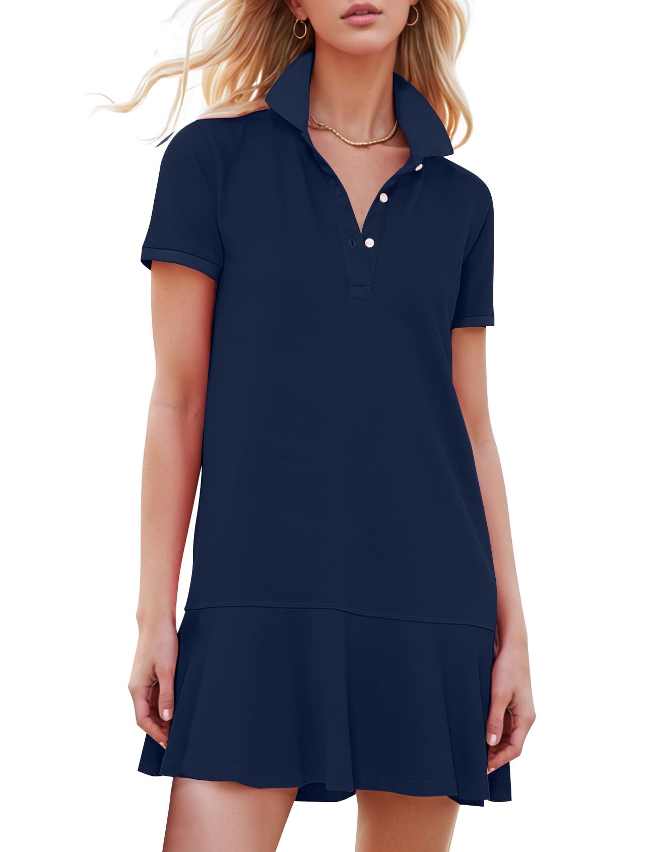 Kissonic Women's Polo Dress Casual Summer Golf Tennis Mini Shirt Dresses