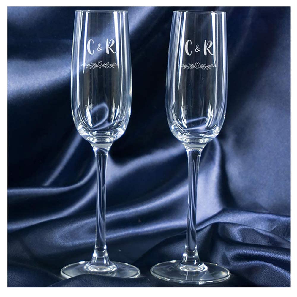 Cadeau personnalisé pour les couples : verres à champagne gravés avec initiales à offrir à un couple pour son mariage, son anniversaire...
