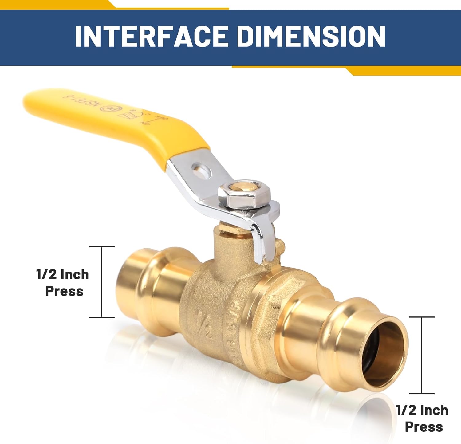 10 PACK - Propress Fittings 1/2 Ball Valves, 1/4-Turn Full Port Leak-Proof Stop Ball Valve, Lead-Free Brass with EPDM O-Ring for Copper Pipe, Easy Press Fittings Installation