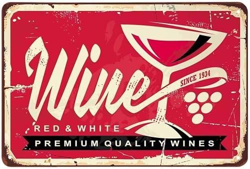 Liantsh Men's 10 Wine Tin Sign,Poster With Letter Red And White Wine Vintage Metal Tin Signs For Cafes Bars Pubs Shop Wall Decorative Funny Retro Signs For Wo 8X12 Inch