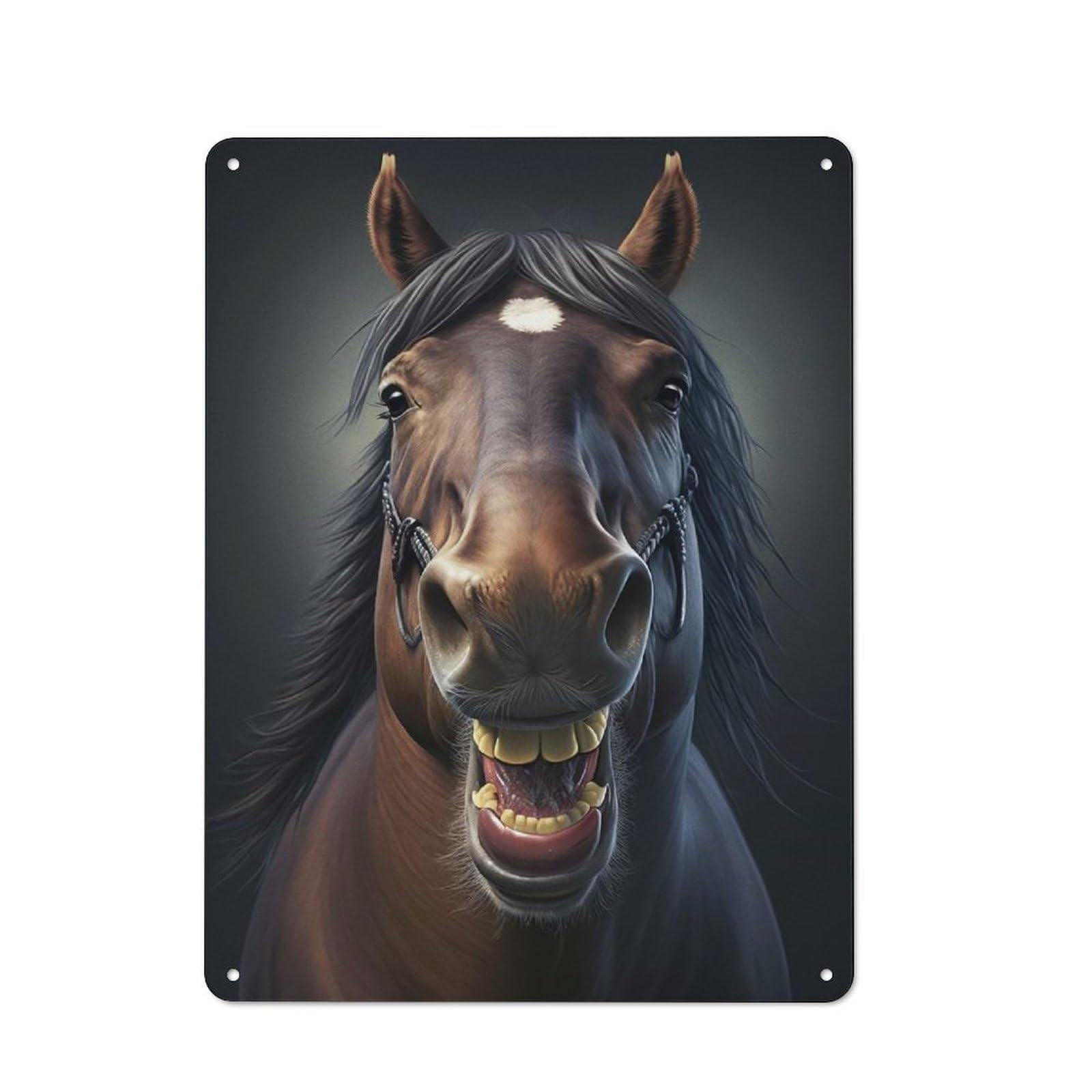 Junmoney Style-23 Laughing Horse Retro Tin Wall Plaque 40X30cm For Hobby Room Or Studio, New Home Wall Decor For Hobby Room Decor Fans