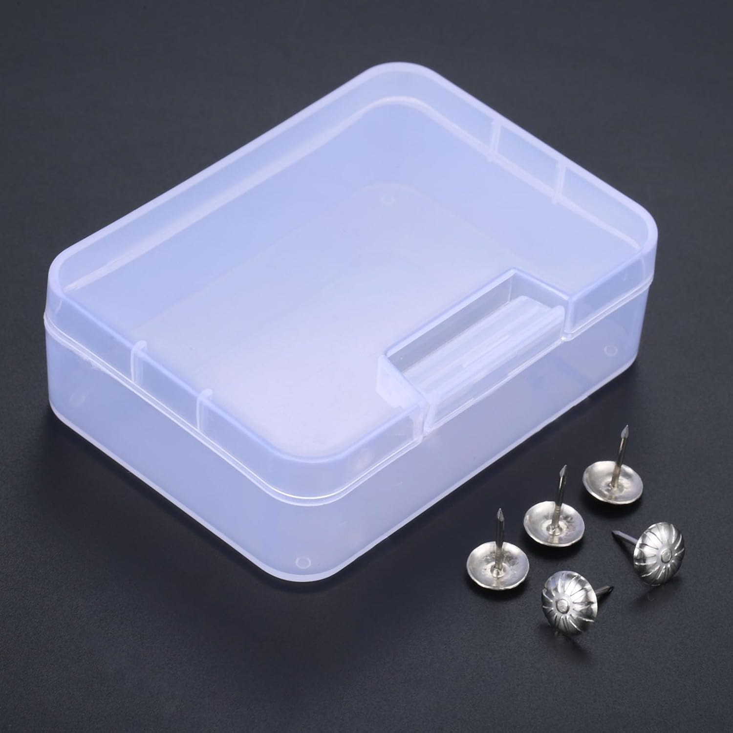Generic 300Pcs Upholstery Nail Jewelry Wood Box Furniture Tack 11x17mm Stud Pushpin Doornail Upholstery Pins Craft +1Pc Storage Box