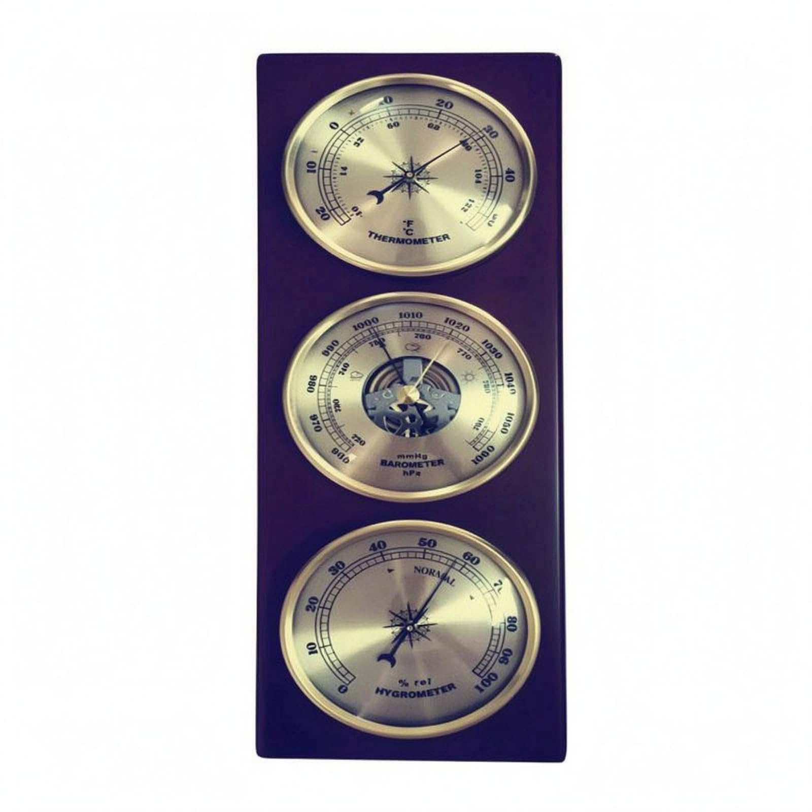 Vertical Thermometer Air Pressure Gauge Hygrometer Gold-Tone Wall Mount Weather Station Easy to Read Gauge Wall Weather Station Vintage Style, Skeleton Pressure-image-27